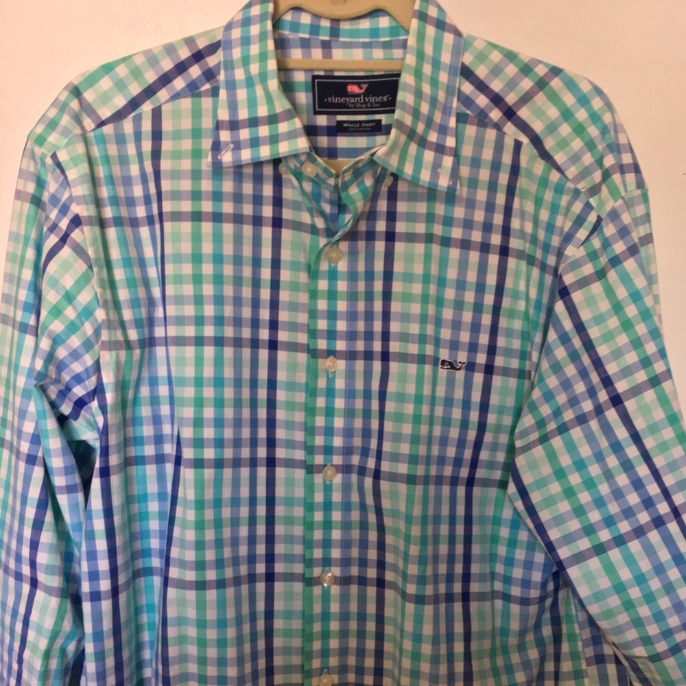 Men’s Vineyard Vines Whale Shirt (Blue & White)